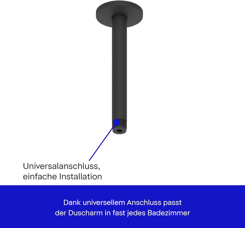 Duravit UV0670025046 Universal Duscharm, Duscharmatur Deckenbefestigung, Brausearm 200 mm, Duschbrau