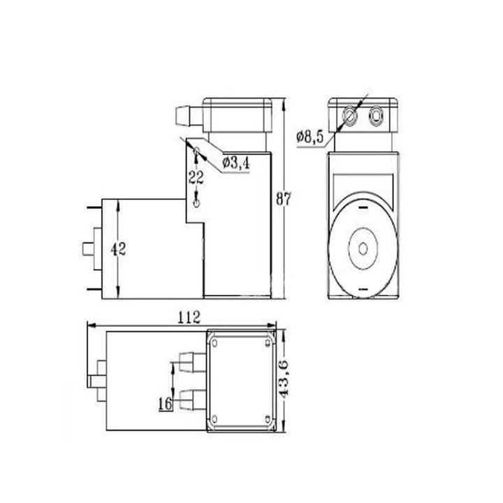 Ölfreie Pumpe, DC 12V Wasserpumpe 40L / min 42W Mini-Ölfreie Vakuumpumpe -85KPa Geräuscharme kleine