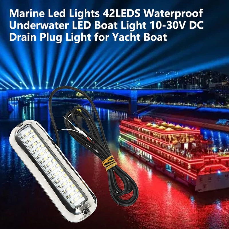 2 Stück Boots-Unterwasser LED Leuchten,Bootsnavigationslicht,1500LM 42 LED Wasserdicht Boot Licht LE