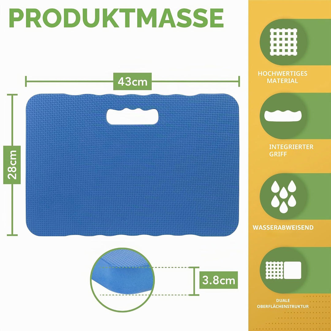 BLOSTM Blue Garden Kniepolster aus hochdichtem Schaumstoff mit zwei Texturen, 2 Stück