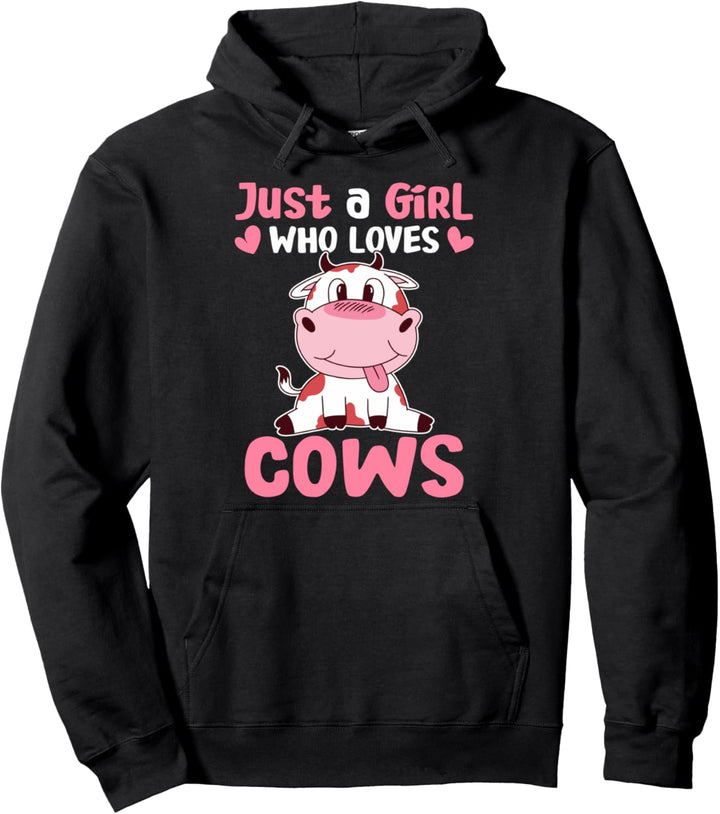 Just a Girl Who Loves Cows Gift for Cow Lovers Rancher Pullover Hoodie