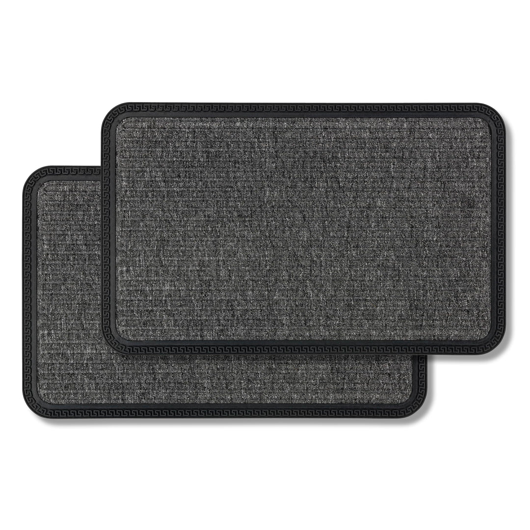 Carpido rutschfeste Fussmatte Aussen &amp; Innen - Grau Linien 2er Set 40 x 60 cm 40 x 60 cm - Rechtecki