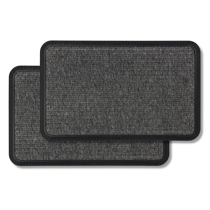 Carpido rutschfeste Fussmatte Aussen &amp; Innen - Grau Linien 2er Set 40 x 60 cm 40 x 60 cm - Rechtecki