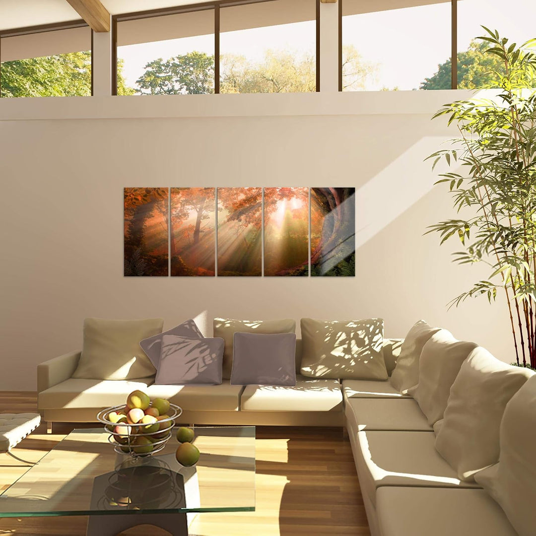 Runa Art Bild Wald Landschaft Wandbilder auf Vlies Leinwand 5 Teilig Wanddekoration Schlafzimmer Woh