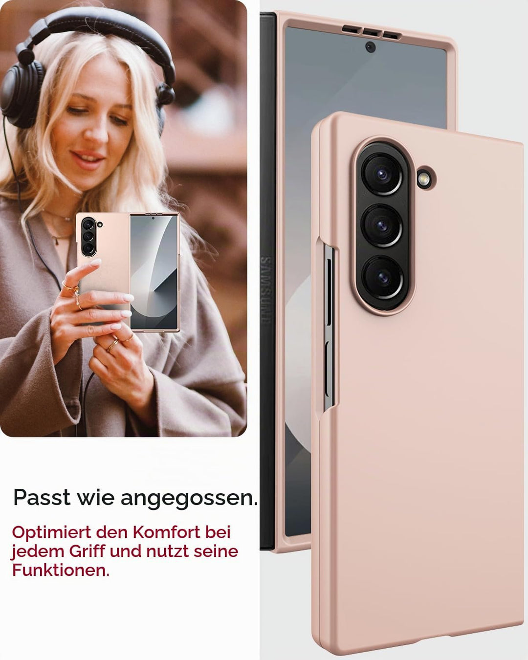 Miimall Handy Hülle für Samsung Z Fold 7 Slim Case mit Schutzglas, Induktives Laden Kompatibel, Mili