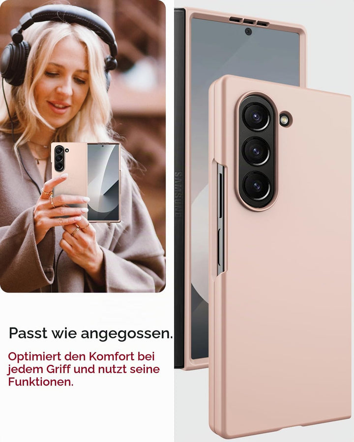 Miimall Handy Hülle für Samsung Z Fold 7 Slim Case mit Schutzglas, Induktives Laden Kompatibel, Mili