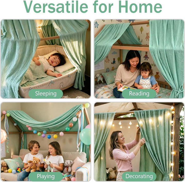 Baldachin aus 100% Baumwolle für Kinderzimmer Betthimmel für Hausbett & Kinderbett Himmelbett Vorhän