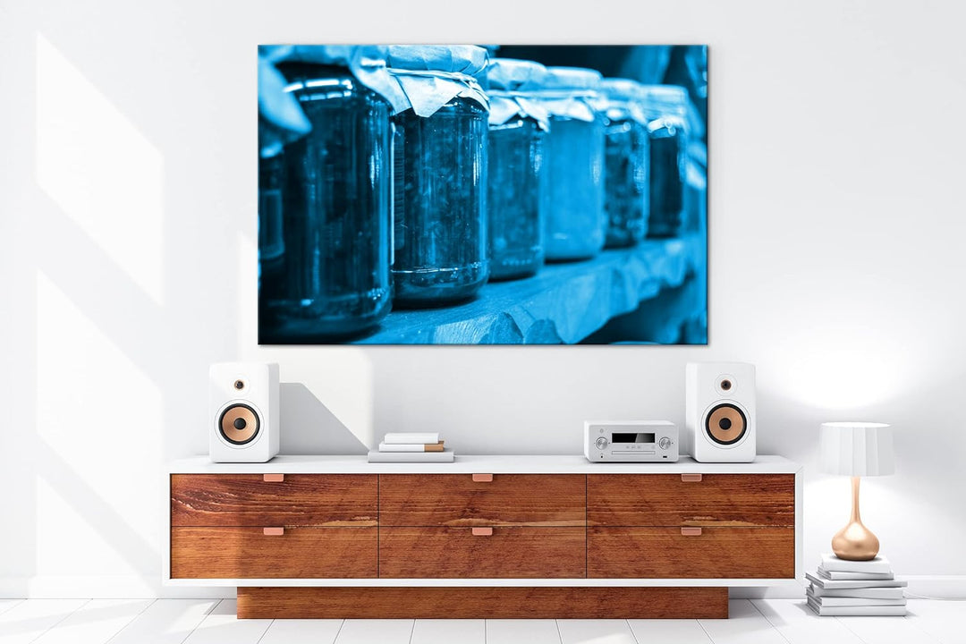 deyoli Eingelegte Früchte Format 80x60 Effekt: Monocrome Blau als Leinwandbild, Motiv fertig gerahmt