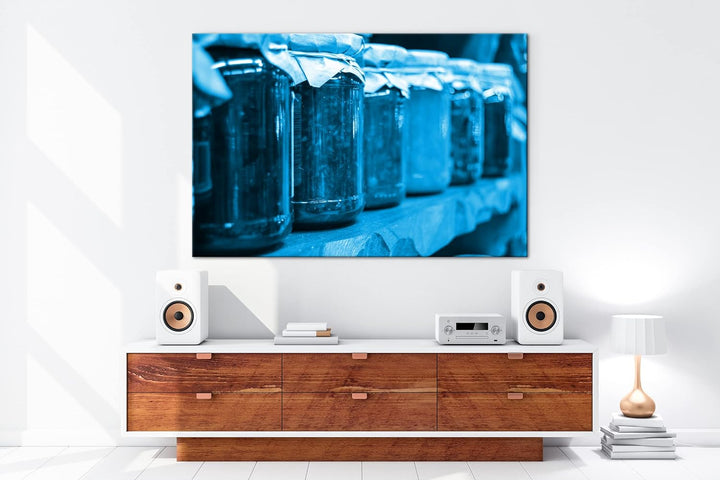 deyoli Eingelegte Früchte Format 80x60 Effekt: Monocrome Blau als Leinwandbild, Motiv fertig gerahmt