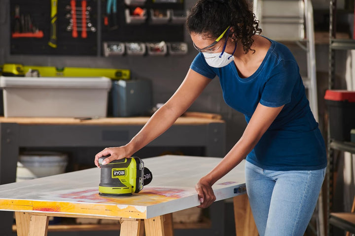 RYOBI 18 V ONE+ Akku-Exzenterschleifer RROS18-0, 125 mm Schleifteller, 2,5 mm Schwingkreis, Effizien