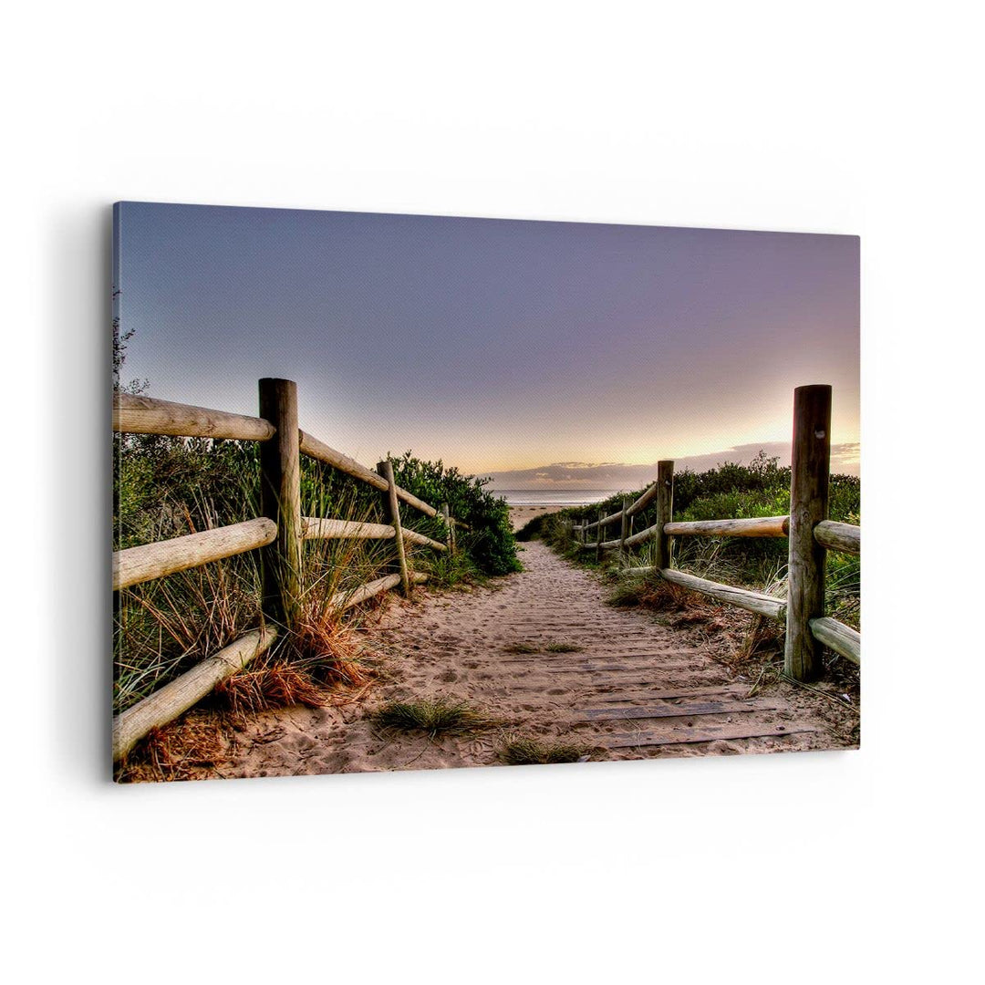 ARTTOR Bilder auf Leinwand 100x70cm Leinwandbild Pfad Landschaft Himmel Gross Wanddeko Bild Schlafzi