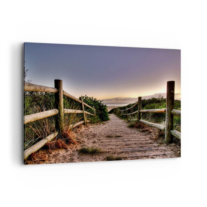 ARTTOR Bilder auf Leinwand 100x70cm Leinwandbild Pfad Landschaft Himmel Gross Wanddeko Bild Schlafzi
