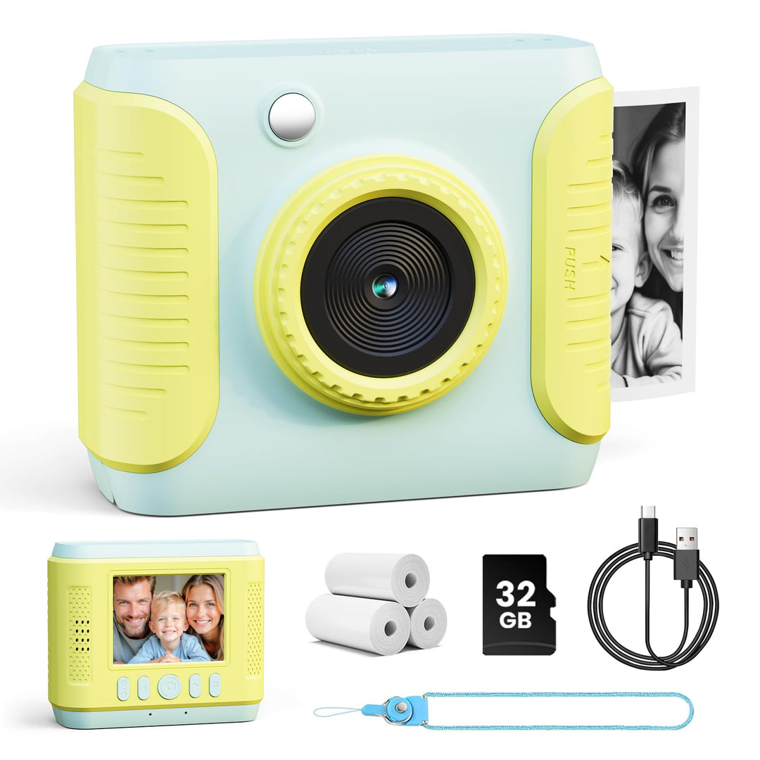 Kinderkamera Sofortbildkamera, 1080P HD Sofortbildkamera Kinder mit 32GB Karte, 2,4 Zoll Digitalkame