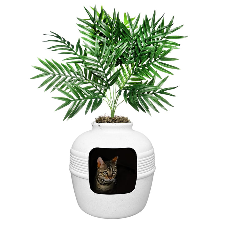 Good Pet Stuff Original versteckte Katzentoilette mit künstlicher Pflanze und geschlossenem Katzenkl