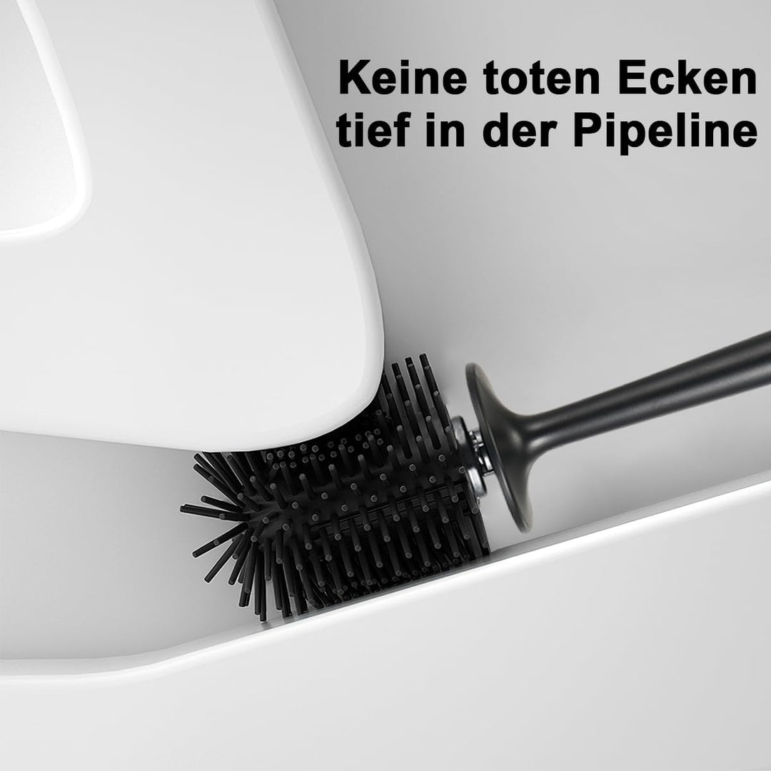 WC Bürste mit Halter Silikon Toilettenbürste Set Langer Stiel klobürste und Automatisches Schliessen