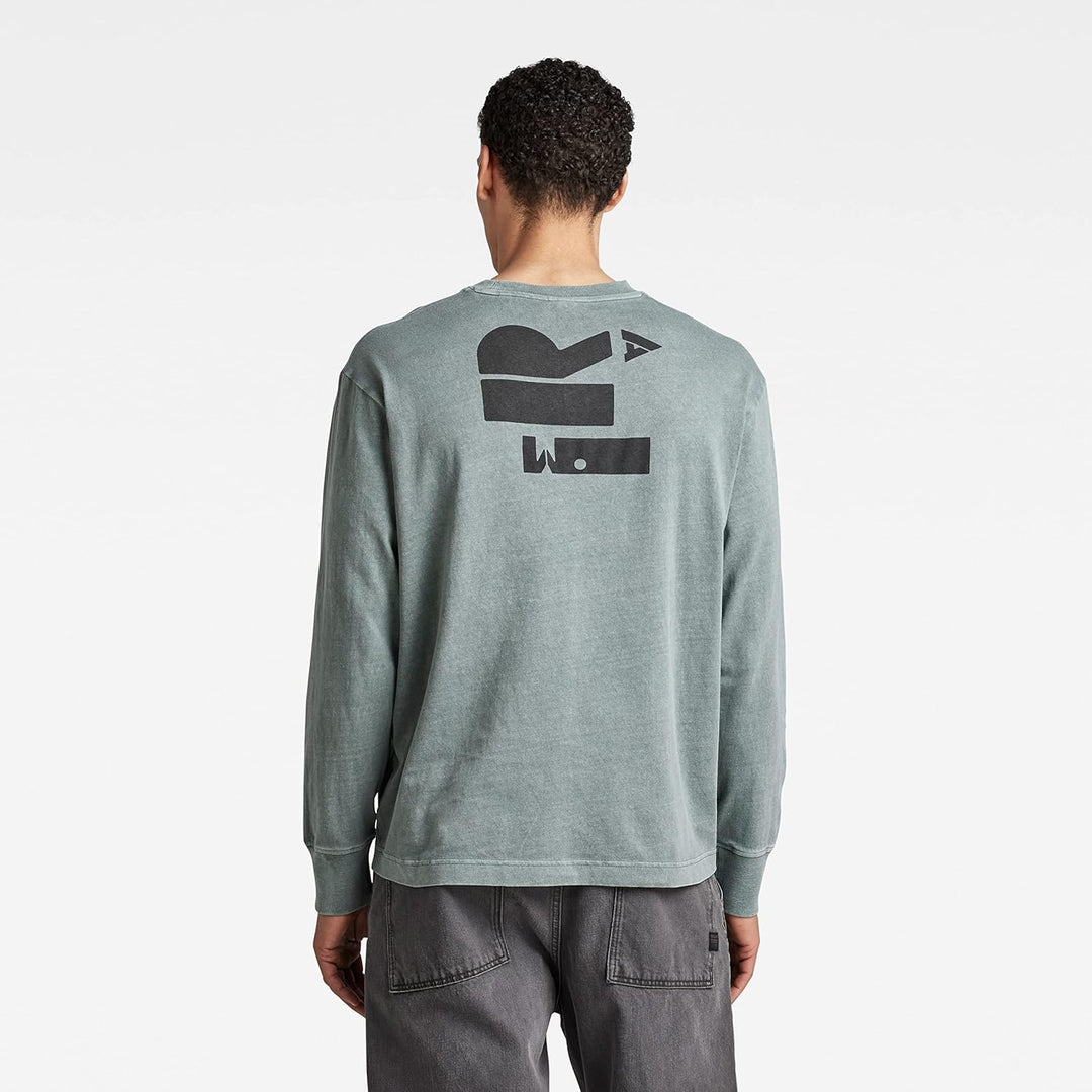 G-STAR Herren Back Typography Boxy T-Shirts XS Grün (Grey Moss Gd D22384-c756-d538), XS Grün (Grey M