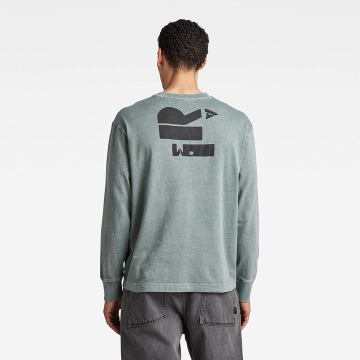 G-STAR Herren Back Typography Boxy T-Shirts XS Grün (Grey Moss Gd D22384-c756-d538), XS Grün (Grey M