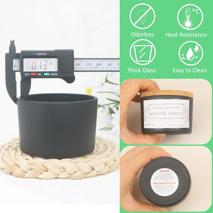 MILIVIXAY 20 Stück 118 ml mattschwarze Glaskerzengläser mit Deckel und Kerzenherstellungs-Kits – Gro