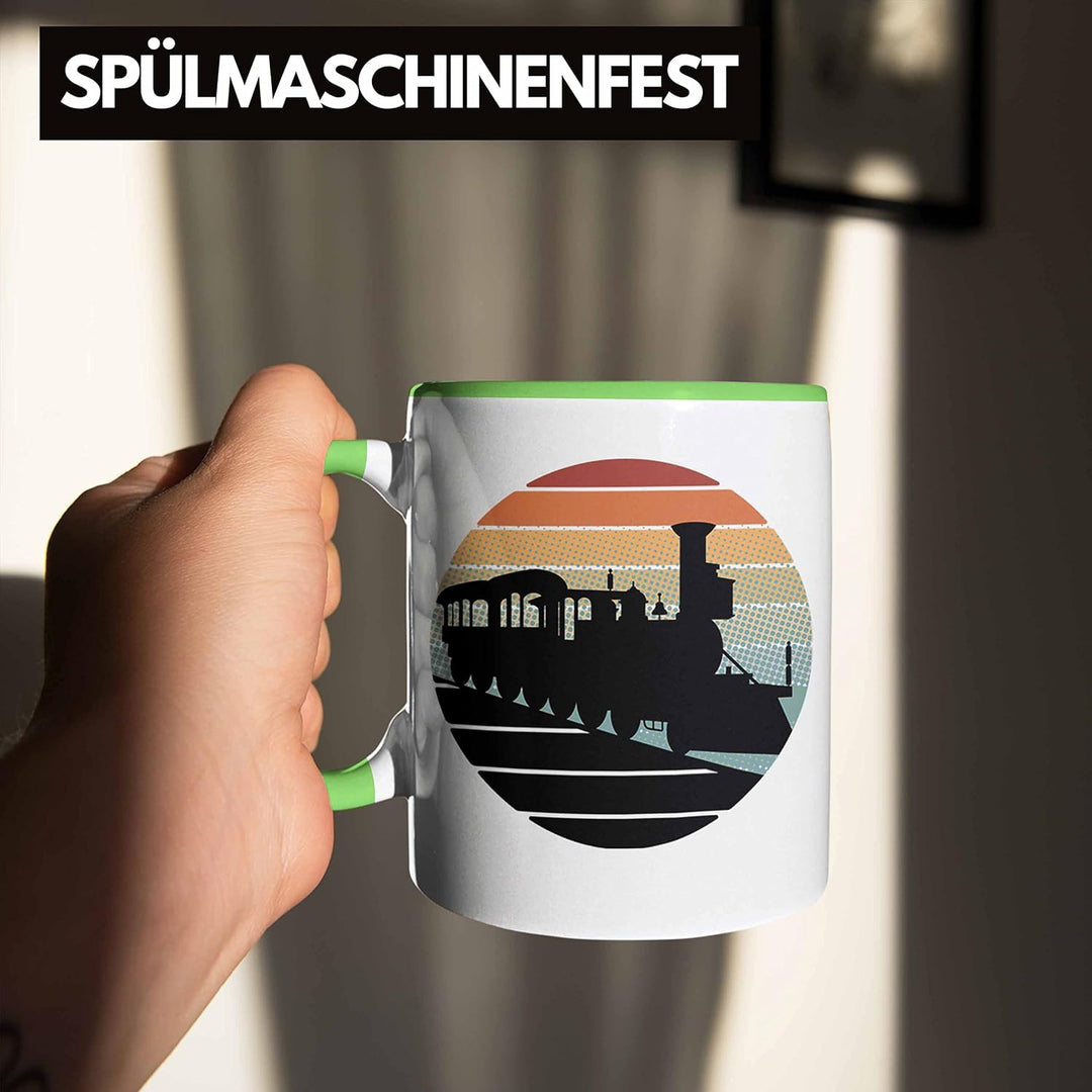 Trendation - Lustige Eisenbahn Tasse für Eisenbahner Geschenk Vintage Grafik (Grün), Grün
