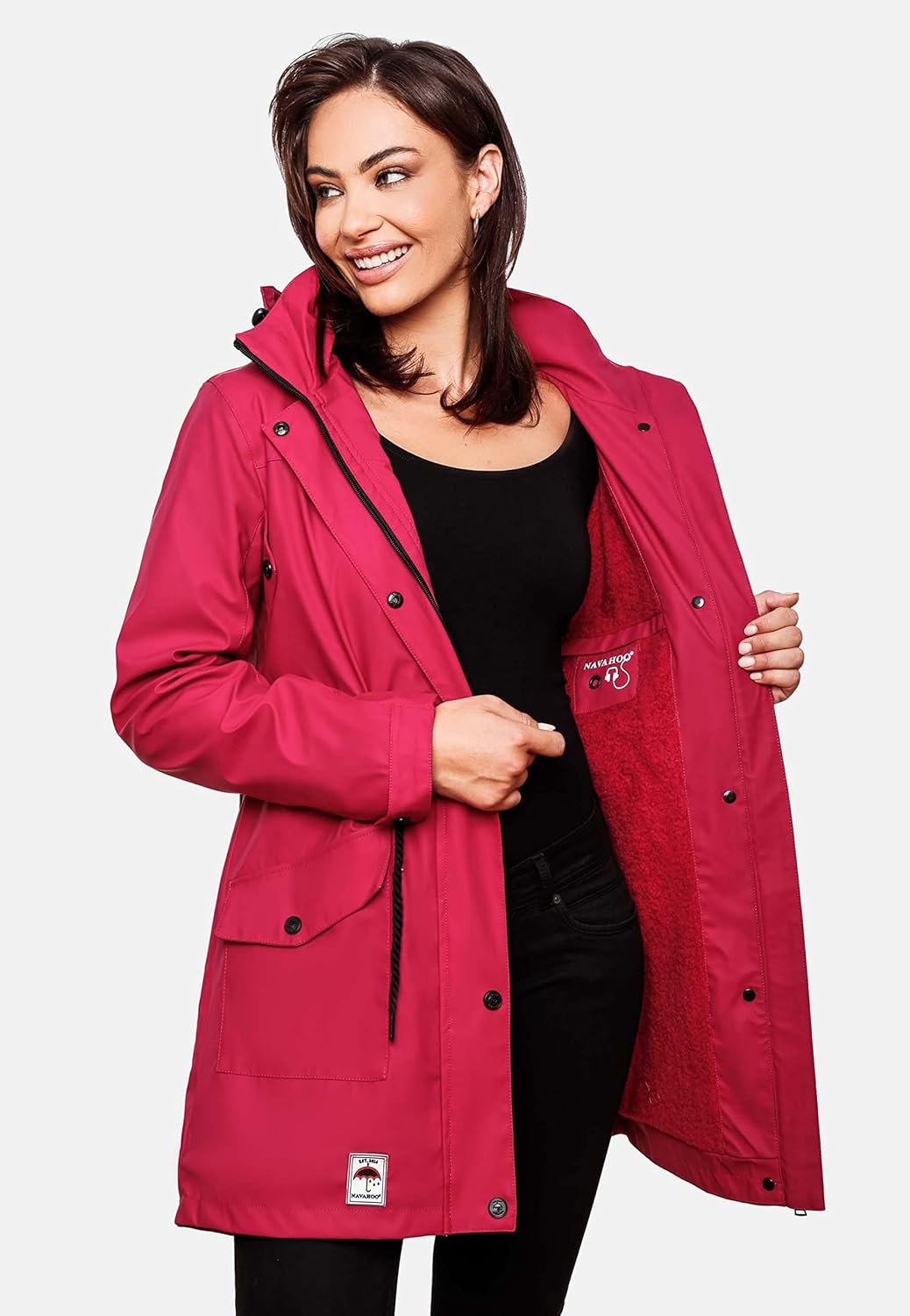 Navahoo Damen wasserdichter gefütterter Regenmantel Deike L Fuchsia, L Fuchsia