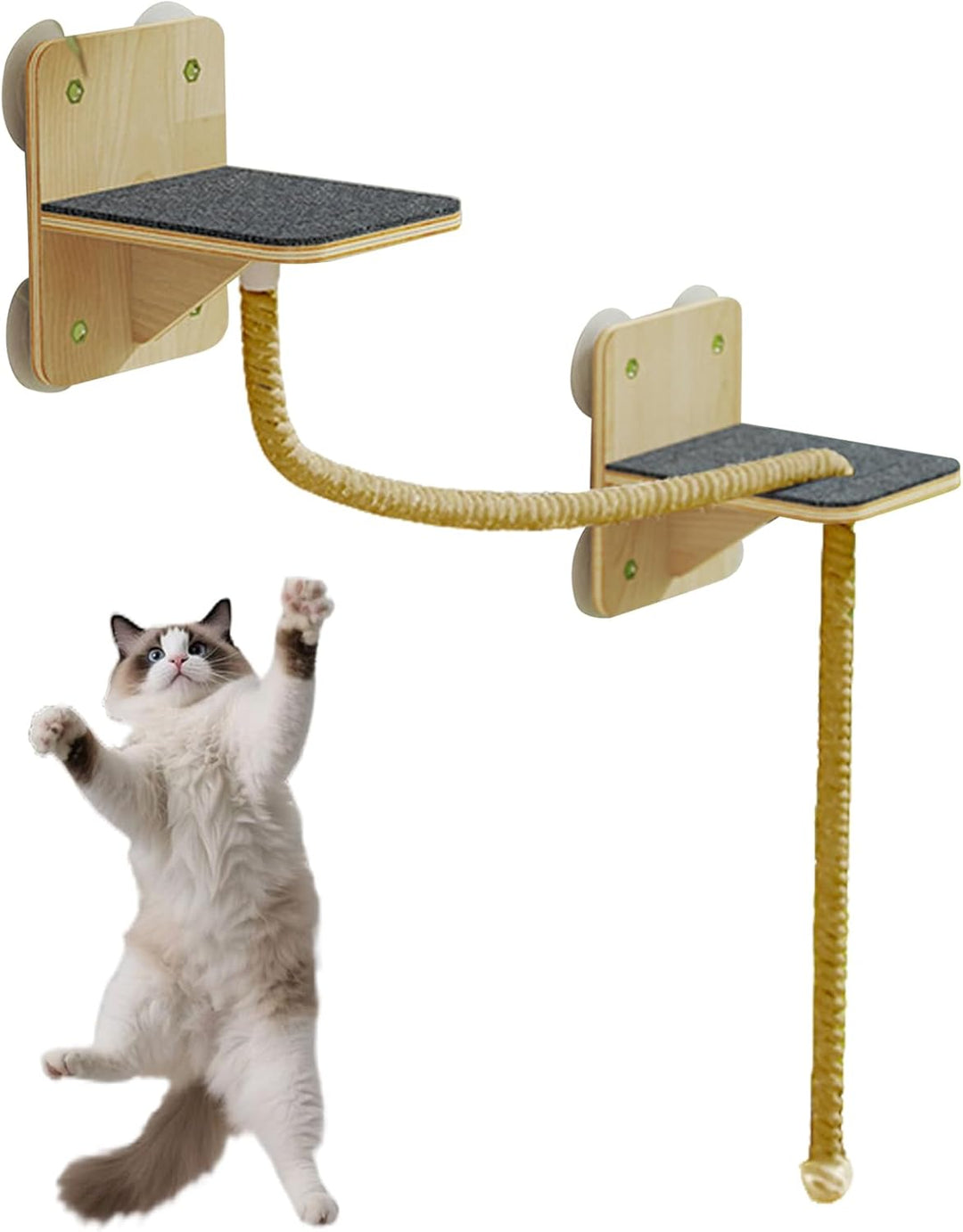 Wandregal für Katzen – Kletterwand für den Innenbereich mit Kratzbrett, Treppen und Spielzeug in Tur