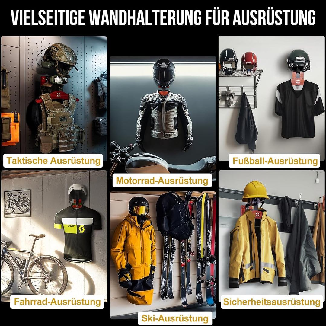 OneTigris Motorrad Garderobe Wand Ver. 2.0 – Helmhalterung & Westenhalter für Helm, Lederkombi & Mot
