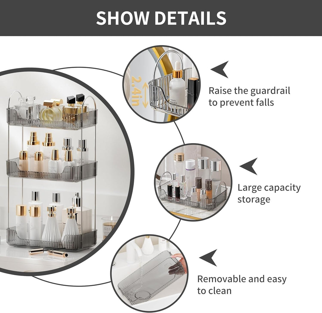 Make up Organizer, Kosmetik Organizer, Beauty Organizer, Hautpflege Organizer für Badezimmer (3 Schi