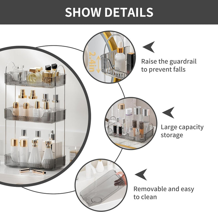 Make up Organizer, Kosmetik Organizer, Beauty Organizer, Hautpflege Organizer für Badezimmer (3 Schi