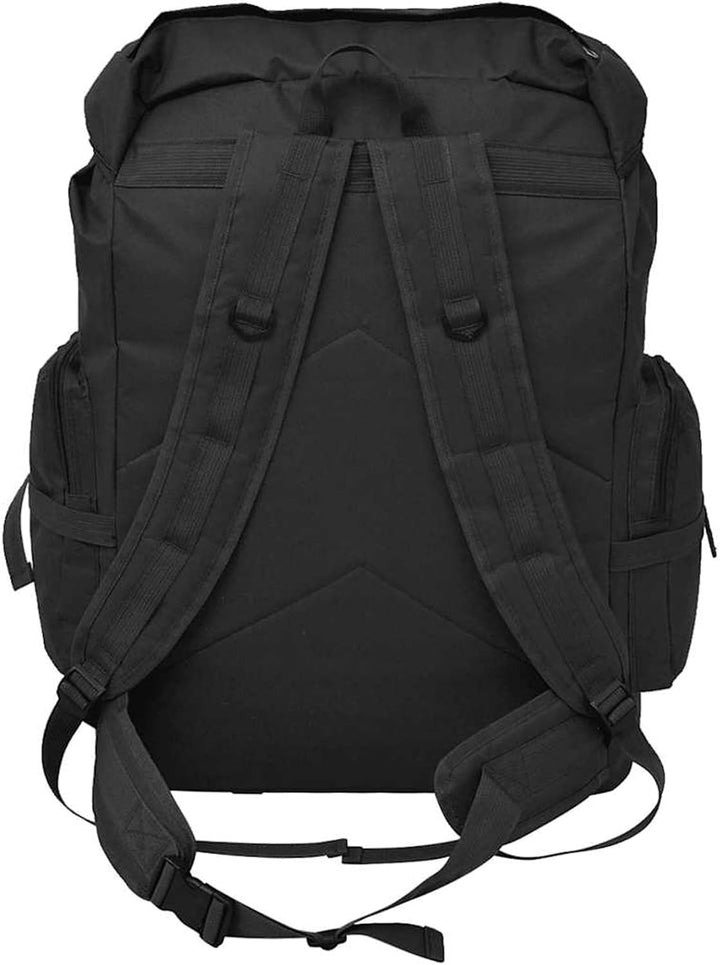 Militär Rucksack 65L, Armee Rucksack aus 600D Polyester wasserabweisend, schwarz 43x21x70 cm, für Ou