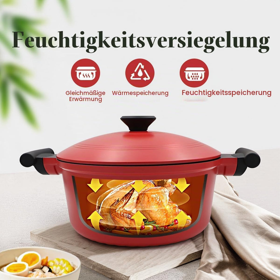 Kochtopf 20 cm mit Deckel, 2.8L Stielkasserolle Antihaftbeschichtung-Kasserolle mit Doppelgriff, kom