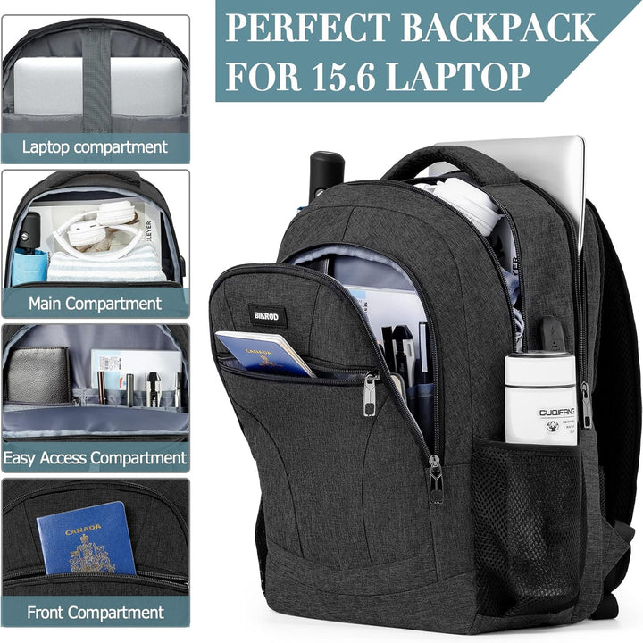 BIKROD Rucksack Herren, Schulrucksack Jungen Teenager, 15.6 Zoll Laptop Arbeit Daypack mit USB-Ladea