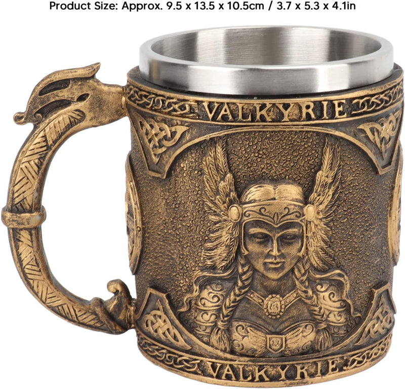 Zerodis Viking Becher Bier Stein Tankard, Bierbecher Edelstahl Harz Doppels Chicht Hoch Temperatur B