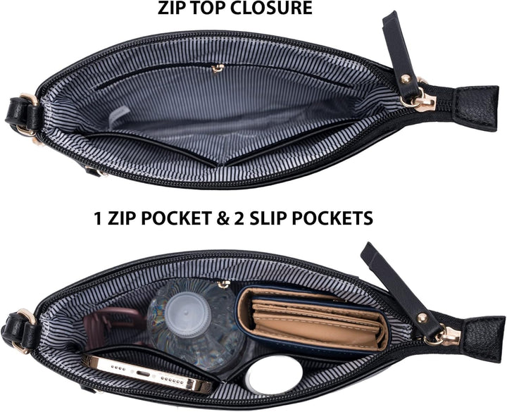 Solene Crossbody Bag Functional Multi Pocket Messenger Purse Top Zip Closure Shoulder Handbag With A