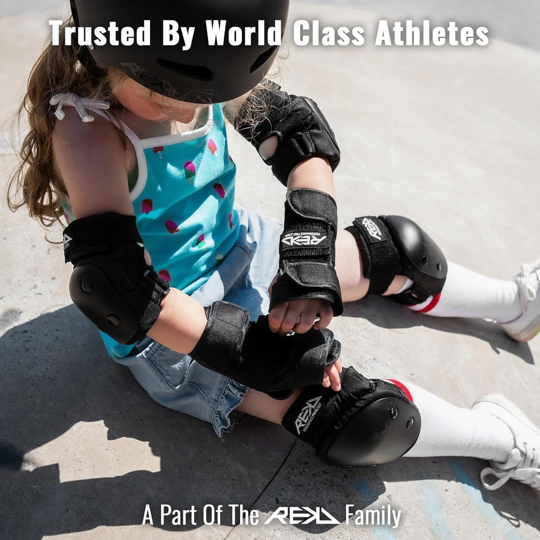 Rekd Kinder Protektor Heavy Duty Triple Pad Set Schwarz S, Schwarz S