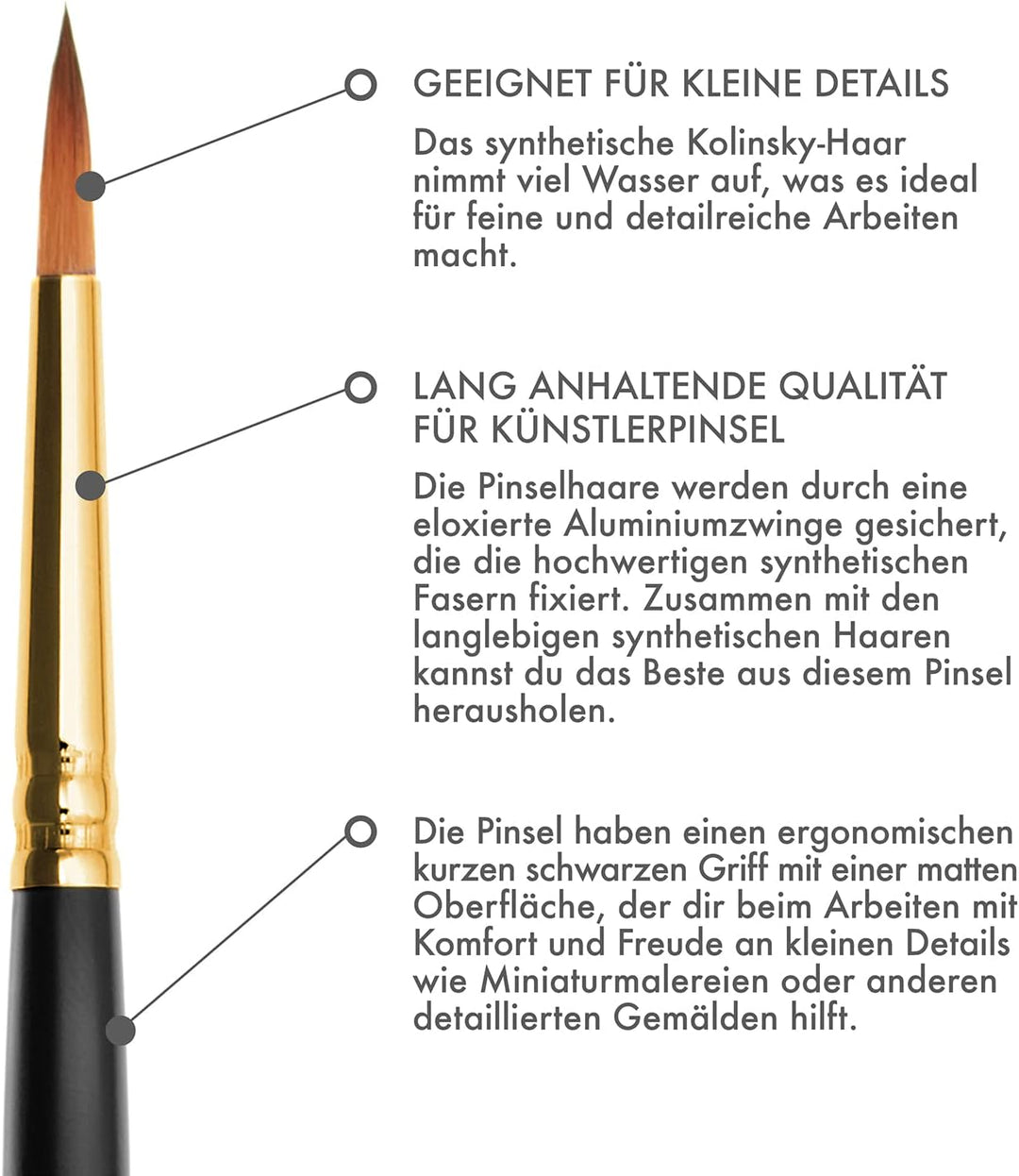 Roubloff Professional Kolinsky Imitation Brush Set | 8 Runde Synthetikpinsel In Den Grössen 00 0 1 2