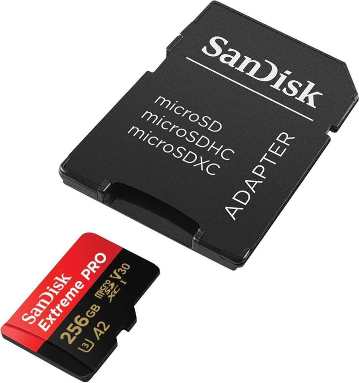SanDisk Extreme Pro 256 GB microSDXC Memory Card + SD Adapter with A2 App Performance + Rescue Pro D