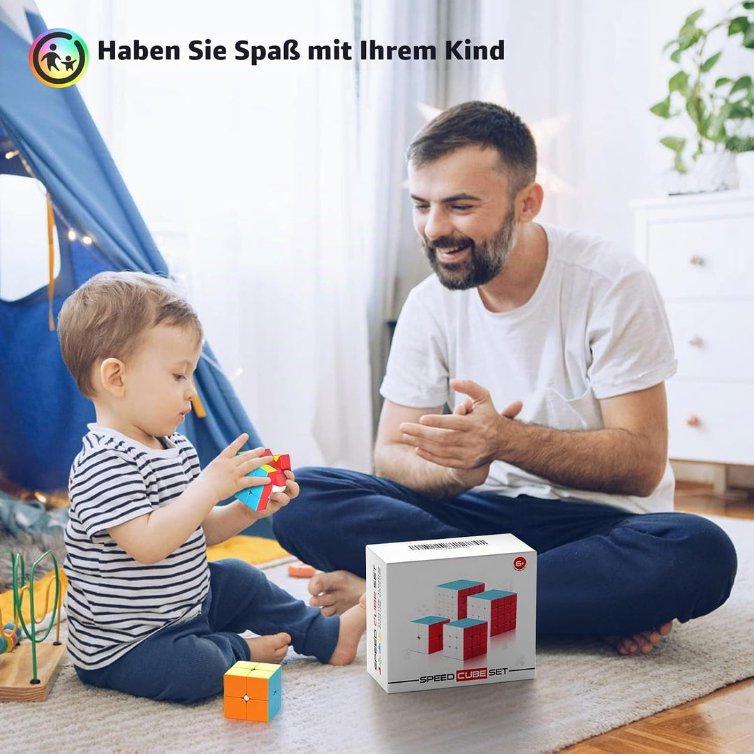 ROXENDA Zauberwürfel Set, Speed Cube Set von 2x2 3x3 4x4 5x5 Speedcube mit Geschenkbox für Kinder, G