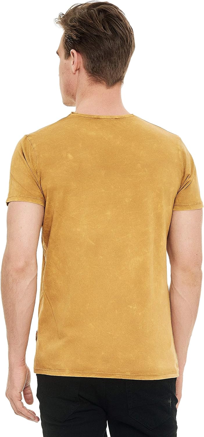 T-Shirt Herren Kurzarm Rundhals Tshirt Printed Shirt Regular Fit Verwaschen Plakativer Druck 232, Fa