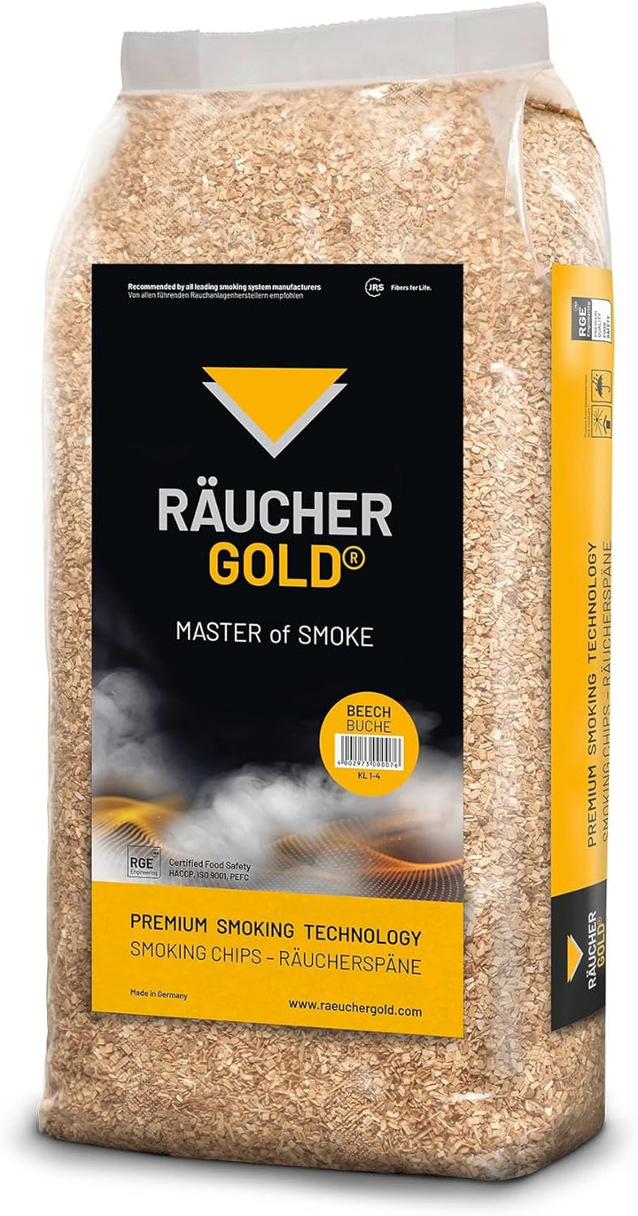 Räucherspäne (2,0- 4,5mm) 15kg Räuchergold KL 1/4 Buche grob JRS Rettenmaier