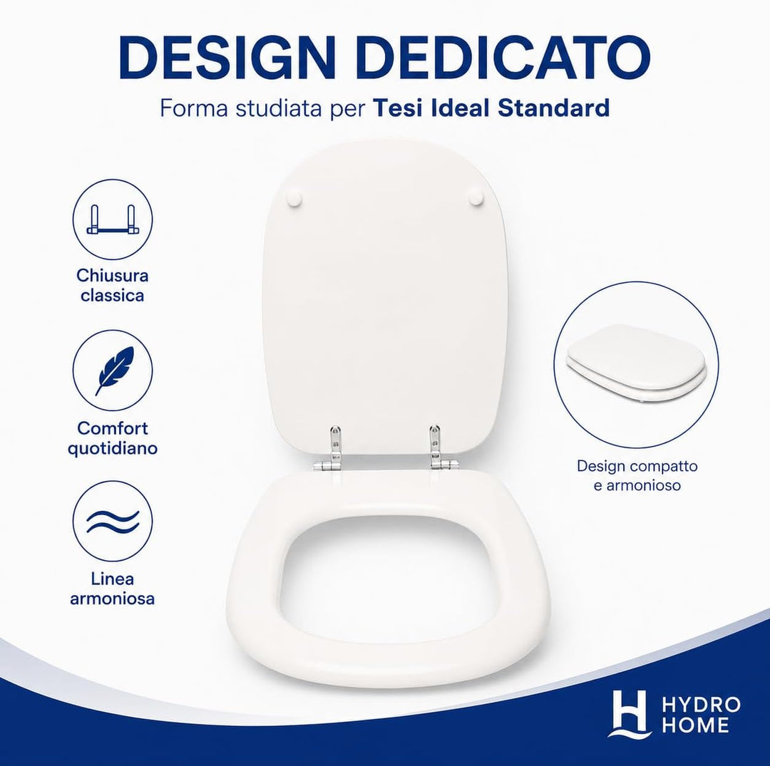 Tesi Ideal Standard WC-Sitz aus lackiertem Holz, weiss, I.S. kompatibel/dediziert, wirtschaftlich by