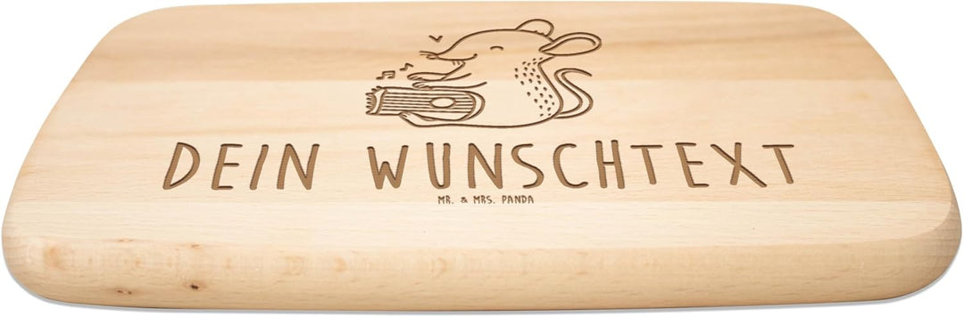 Mr. & Mrs. Panda Holzbrett Mit Gravur Maus Zither - Personalisierte Geschenke, Brotzeitbrett, Mittel