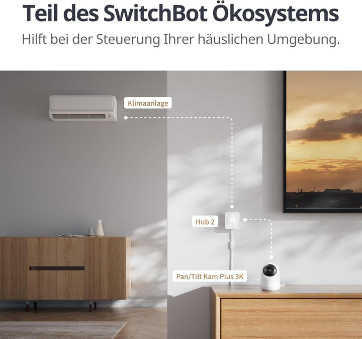 SwitchBot 2K Überwachungskamera innen, WLAN Kamera Überwachung innen mit 360°/115° Sichtfeldabdeckun