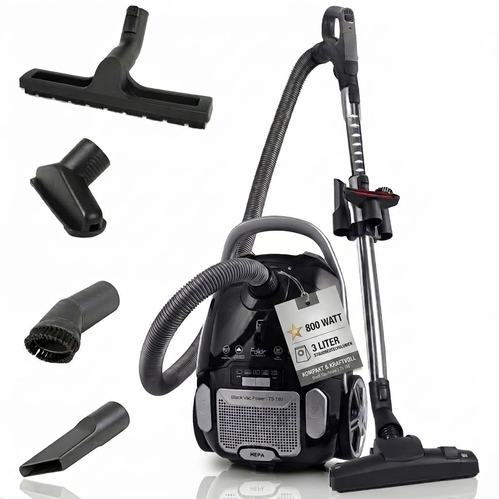 Black Vac Power | TS 790 Boden-Staubsauger mit Beutel I Leiser Staubsauger mit Hochleistungsmotor I