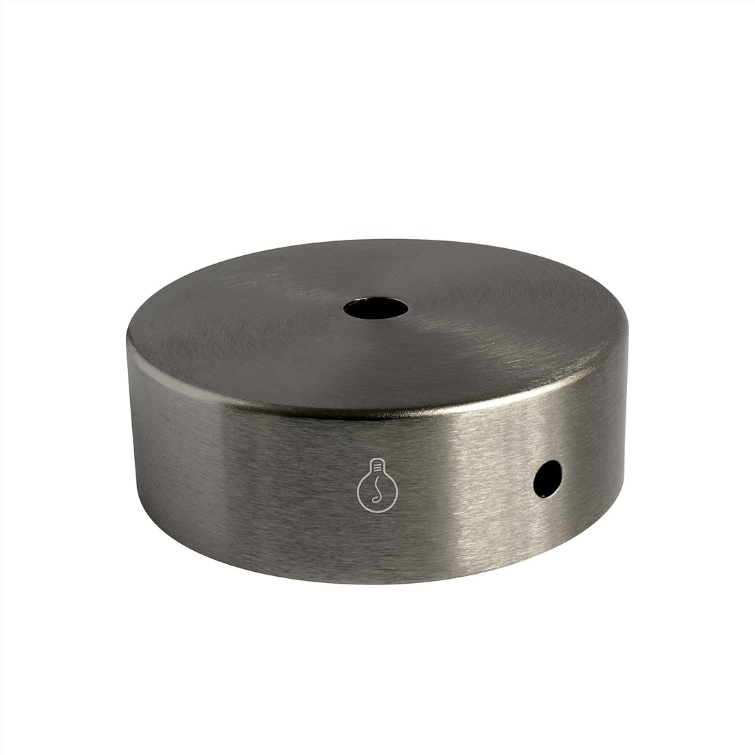 AMARCORDS - 3 Baldachin rosetten aus Metall, Farbe NICKEL, Lampengehäuse komplett mit Kabelklemmenzu