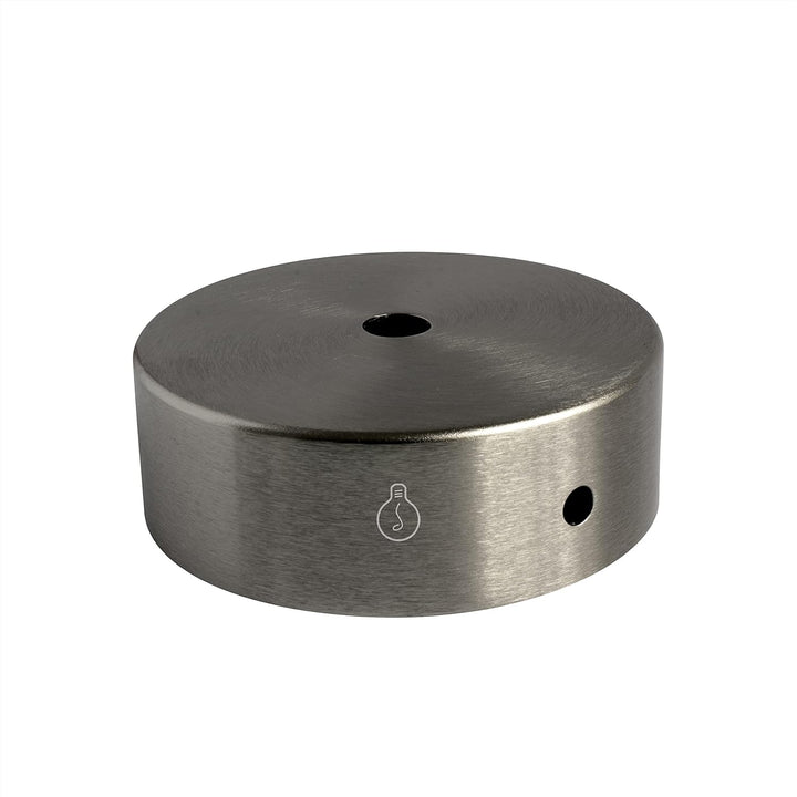 AMARCORDS - 3 Baldachin rosetten aus Metall, Farbe NICKEL, Lampengehäuse komplett mit Kabelklemmenzu