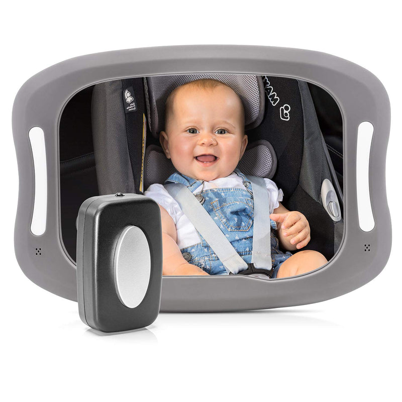 reer 86101 BabyView LED Auto-Sicherheitsspiegel - Ihr Baby auf dem Rücksitz immer im Blick, grau mit