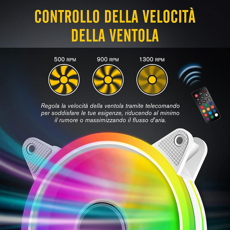 EZDIY-FAB Moonlight Ventola da 120mm RGB Case con 10-Port Fan Hub X e Telecomando,Scheda Madre Aura