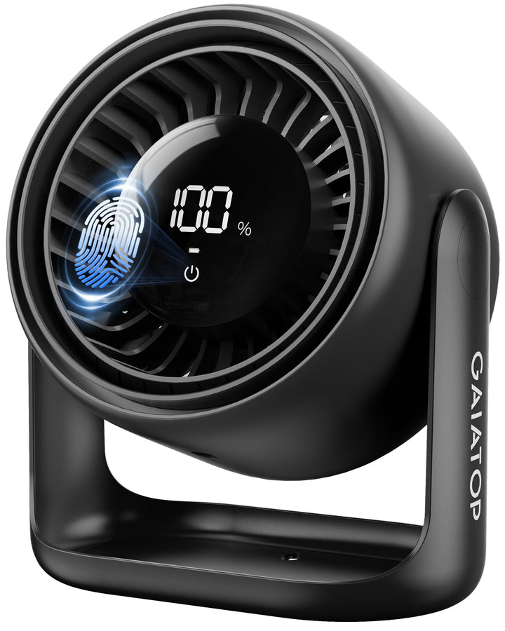 Gaiatop Tischventilator mit Touch-Steuerung, 4000-mAh-Akku, 5 Speeds, leiser Mini-Ventilator mit LED