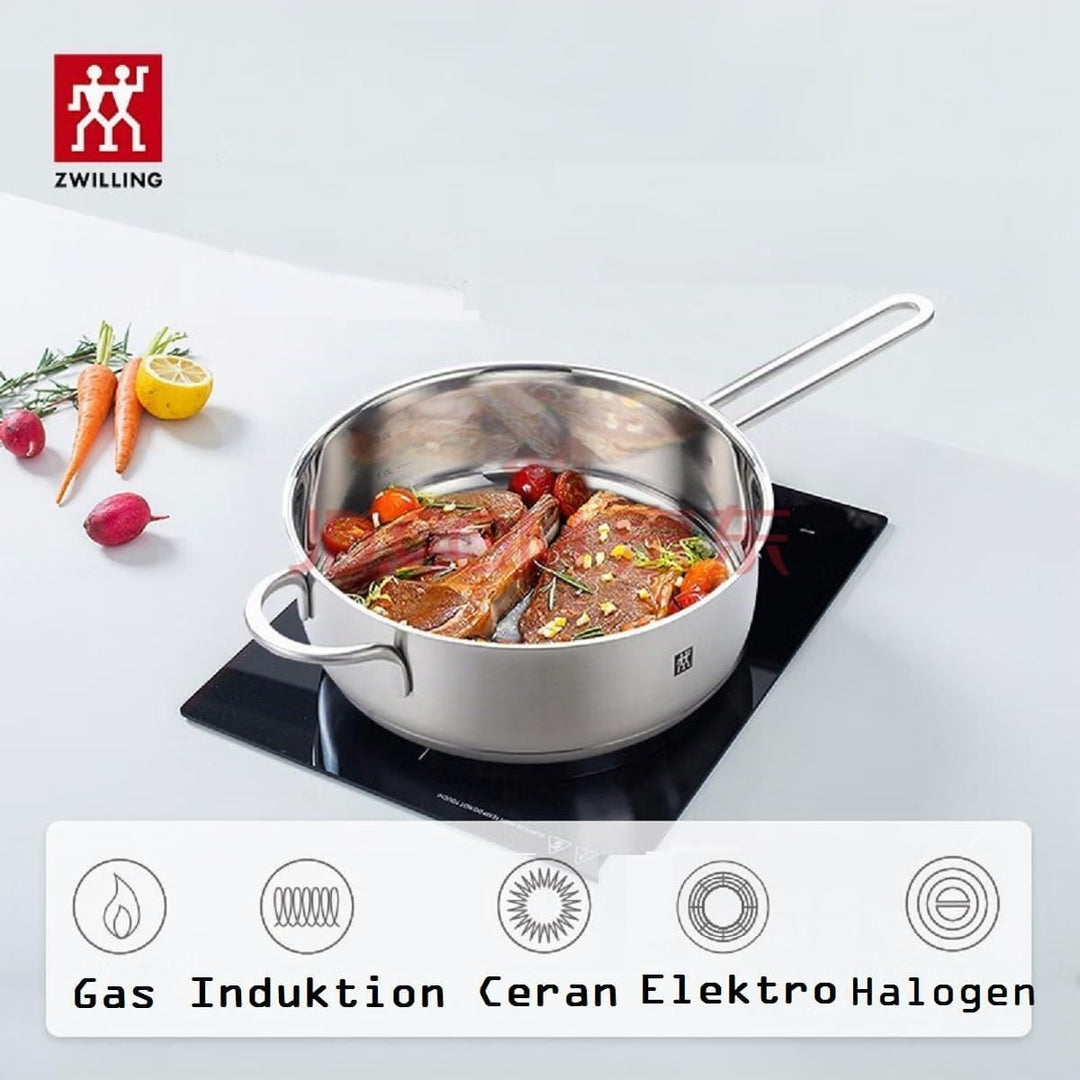 Zwilling TwinNova3 Wokpfanne 30cm + Schmorpfanne 24 cm mit 2x Glasdeckel, 4 tlg, Wok + Schmor Pfanne