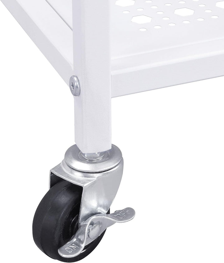 FineBuy Servierwagen 79x45x83 cm Metall Weiss mit Rollen, Küchenwagen | Barwagen mit 2 Ebenen und Fe